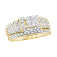 Твърди 14к жълто злато принцеса нарязани диамант Булчински Сватба годежен пръстен група комплект 1. Томография.. - Размер 9