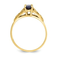 14k жълто златово пръстенна лента модна шпинела синьо, размер 9