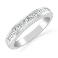 Карат 10K бяло злато принцеса отрязана лаборатория отглеждана диамантена булчинска сватбена лента пръстен за жени