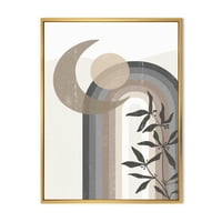 Дизайнарт 'абстрактна Луна и слънце в сиво и синьо' модерна рамка платно стена арт принт