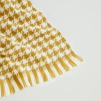 Женски моден зимен топъл мек ежедневен пискюл Houndstooth Printing Muffler Yellow