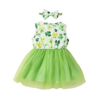 Binmer Toddler Baby Girls Net Pand Solid Color St. Patrick Day Four Leaf Print Lealecess Ressing