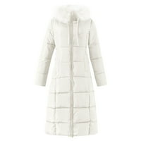 Feiboyy женски памучни облекла през зимата сгъстена голяма яка с голям размер над коляното тънко палто на якета