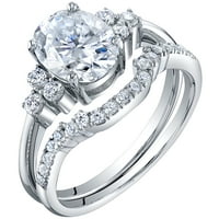 овален годежен пръстен КТ моасанит сватбен пръстен булчински комплект в Стерлингово Сребро