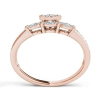 Карат Т. в. диамантен клъстер 10кт годежен пръстен от розово злато