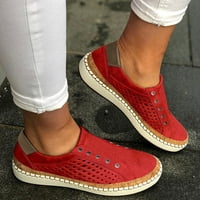 Qiaocaity жени обувки при клирънс, до 20% отстъпка, женски плъзгане на обувки Плъзгане на комфорт Мода Удобно за ходене Маратонки се подхлъзвайте на обувки Червено 42
