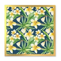 Дизайнарт 'жълти цветя и тропическа зеленина' модерна рамка Арт Принт