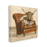 Ступел индустрии абстрактни бик дневна стол кафяво оранжево живопис платно стена изкуство дизайн от Итън Харпър, 24 24