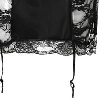 Дамско бельо дантелено черно ремък комплект заспиване Нощна рокля без гръб пижама полупрозрачна нощница
