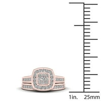 Империал 1 2кт ТДВ диамант 10к Розово злато клъстер булчински комплекти
