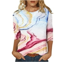 Суичър от айолани за жени Графична женска модна отпечатана тениска в средна дължина ръкави блуза кръгла шия ежедневни върхове