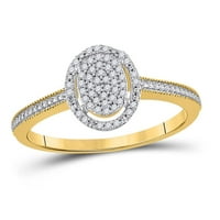 10к жълто злато кръгъл диамант овален клъстер пръстен
