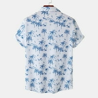 Мъжки ризи Мъжка Мода Етнически къс ръкав Случайни печат хавайска риза блуза тениска синя ШЛ