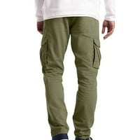 Leodye Pants for Men Clearance Мъже солидни ежедневни джобове на открито прав тип фитнес панталони Панталони панталони Зелени 10