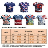 Капрез Мъшките летни върхове Екипаж тениска с къси ръкави тениски за небрежни тениски на американския флаг блуза стил-f l
