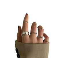 Worallymy Women Simple подреждащ се показалец на пръстена комплект Съвместни кокалчета Аксесоари за ръка подарък за най -добър приятел майка