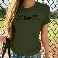 Тениски за жени Графична модерна модна казуа печат пуловер с къс ръкав тениски върхове блуза армия зелено xl