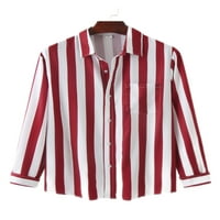 Paille Mens дълъг ръкав редовен прилепна блуза ежедневни партита туника сваляне на яка празнични ризи върхове червени 2xl
