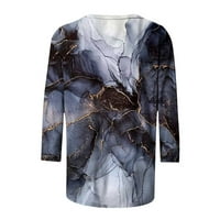 Женски дълги ръкави Женски моден Великден отпечатана разхлабена тениска със средна дължина ръкави блуза кръгла шия ежедневни върхове сиво 8