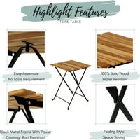 Хомо Дърво Бистро комплект, вътрешен двор сгъваема маса и стол комплект, Водоустойчив вътрешен двор комплект