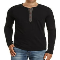Niuer мъже блуза дълъг ръкав летни върхове обикновени тениски ежедневни пуловер солиден цвят основен тий черно s