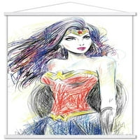 Комикси - Wonder Woman - Sketch Tall Poster с дървена магнитна рамка, 22.375 34