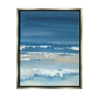 Ступел индустрии подвижен плаж вълни пенеста бреговата линия Живопис блясък сив плаващ рамкирани платно печат стена изкуство, дизайн от Итън Харпър