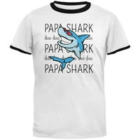 Папа акула Ду Ду Ду Мъжки Рингер тениска Бяло-черно МД