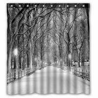 The Mall Central Park NYC Snow Storm Утрин водоустойчив полиестер плат за душ