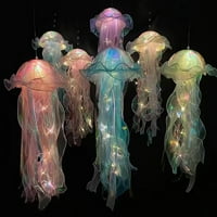 Anvazise медузи LED лампа мека осветление батерия, работеща с медузи медузи LED висяща лампа декорация празничен подарък за парти синьо един размер
