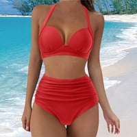 Дамски сутиен за плуване и пола се комплектът с нови сплит бански костюм за жени събиране на гърди бикини момичета бански костюми плувни костюми за жени червено м