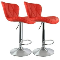 Елама бар стол с регулируема височина и въртящ се, Червен, комплект от 2