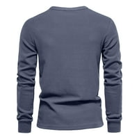 Ханас Мъжки есента хлабав монтаж дълъг ръкав Фитнес тениска, кръг врата плътен цвят основен проектиран потник участък тънък годни пуловер