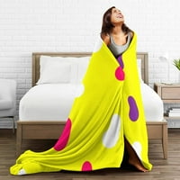 Супер меки Анти-пилинг одеяла фланел легло, бонбони Жълто печат уютен пухкав топло всички сезони хвърлят одеяло за диван легла, 40 х30