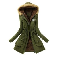 Зимни палта за жени Зимни дамски топло палто яке с качулка тънък зимен изходни палта якета палта зелени_ l