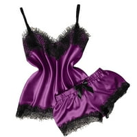 Zuwimk бельо за жени, жени бельо дантела Chemise Ruffle Nightgown Sleepwear Purple, L