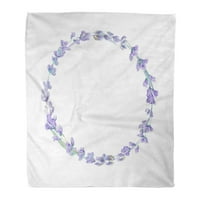 Flannel хвърлете одеяло лилаво винтидж ботанически акварелен лавандулов венец цветя бели цветни меки за диван и диван