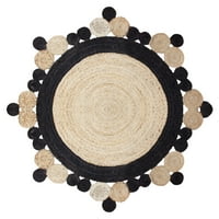 Индийски ръчно изработени геометрични юта килим бежово трапезария под килим на открито градинска кръг