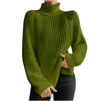 Trendvibe Дамски есен зимен ежедневен пуловер с дълъг ръкав акрилен твърд цвят есенни пуловери за жени Разхлабени върхове Кройци пуловер Небрежен пуловер Разхлабена к