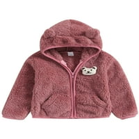 Musuos Baby Girl Boy Winter Fuzzy палто, 3d мечка яке с качулка с качулка с цип руно връхни дрехи