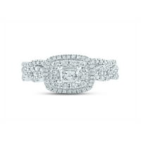 14k бяло злато принцеса диамантен пасианс булчински сватбен пръстен лента комплект cttw