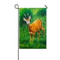 Млади елен в див пейзаж с висока трева вкъщи на открито градински флаг къща банер размер