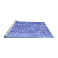 Ahgly Company Machine Wareable Indoor Rectangle Abstract Blue Contemporary Area Rugs, 8 '12'