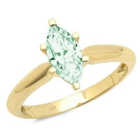 1.5 КТ Маркиза нарязани зелен симулиран диамант 14келоу злато годишнина годежен пръстен размер 4