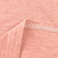 Женски върхове с къс ръкав Графични щампи блуза Небрежни жени Разхлабени екипаж на врата Тий розов 3XL
