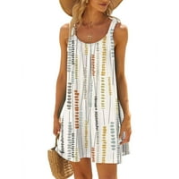 Puntoco летни рокли за плажни рокли жени хавайски тропически отпечатани без ръкави с прашка мини рокля лято свободно удобно бохо sundress white 4