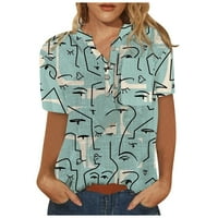 Solacol дамски летни блузи с къс ръкав с ризи за жени ризи за жени лятно ежедневно памучно бельо с къс ръкав тениска с разхлабен бутон за прилепване на ревера тийнейджъри ежедневни блузи