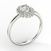Красив Минималистичен 1. Карат овален шлифован диамантен моасанит годежен пръстен, класически ореол брачен пръстен в 10к твърда бяла златна лента, подарък за нея, обещаващ пръстен, юбилеен пръстен, идея за подарък