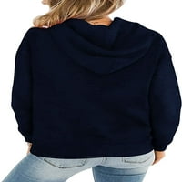 Дамски качулки удобни руно Дълъг ръкав Качулат суитчър пуловер за жени ежедневни върхове с джоб