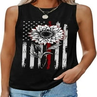 Dabuliu дамски 4 юли Танк отгоре монтиран американски флаг Моден ризи за кръгла шия без ръкави Патриотичен мемориал ден риза